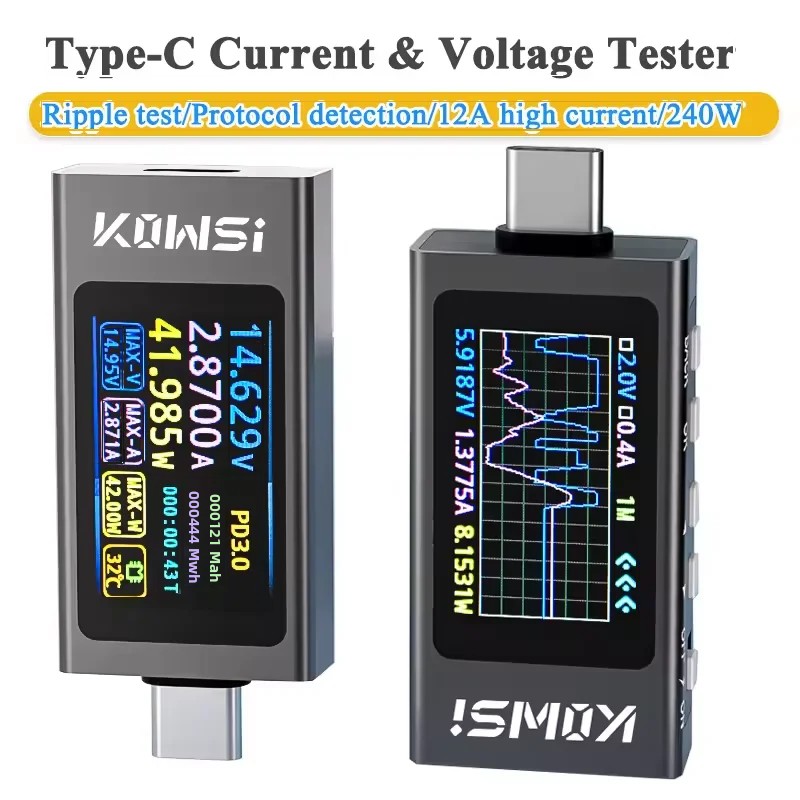 Power Supply Tester - KWS-X1 Tipe-C Monitor Arus dan Tegangan